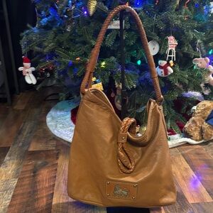 MCM Tan Leather Shoulder Bag